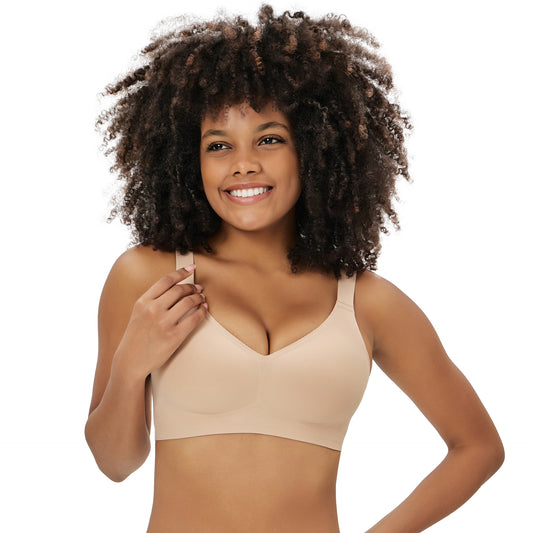 Breathable Push-Up Fixed Cup One-Piece Thin Jelly Stripe Wire-Free Bra
