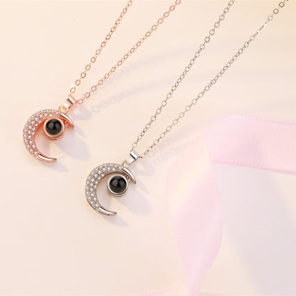 100 Languages I Love You Necklace New Creative Star Moon Decoration Short Leather Rope Clavicle Necklace for Women
