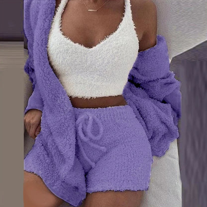 🛋️ GlowLuxe CozySet – 3-Piece Women’s Knit Pajama Lounge Set