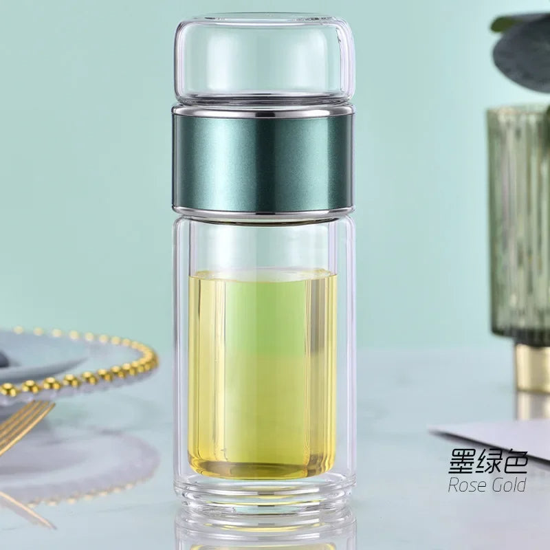 🍵 GlowSip InfuseGlass – Double-Layer Tea Infuser Bottle