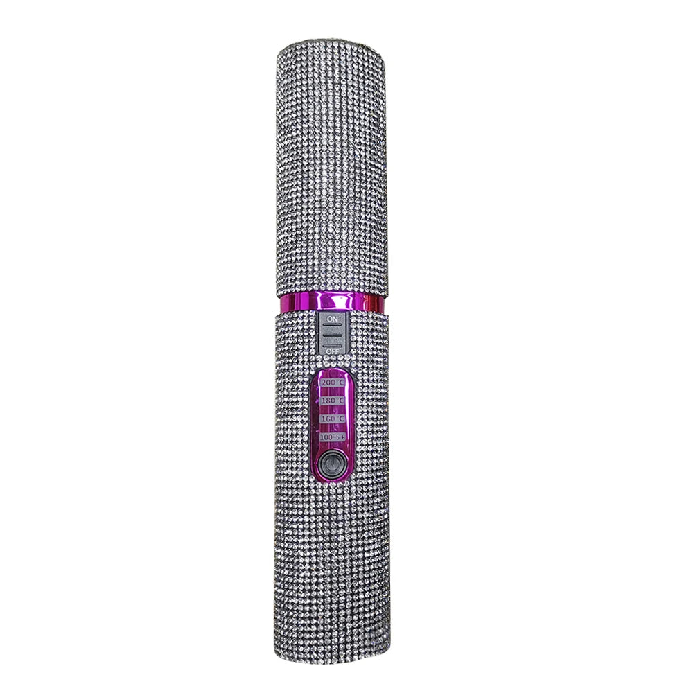 💎 GlowBeauty LuxeGlide Mini™ – Cordless Portable Hair Straightener with Rhinestones & Power Bank