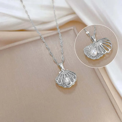🌸 GlowCharm PearlShell – Openable Shell Pendant Necklace with Pearl