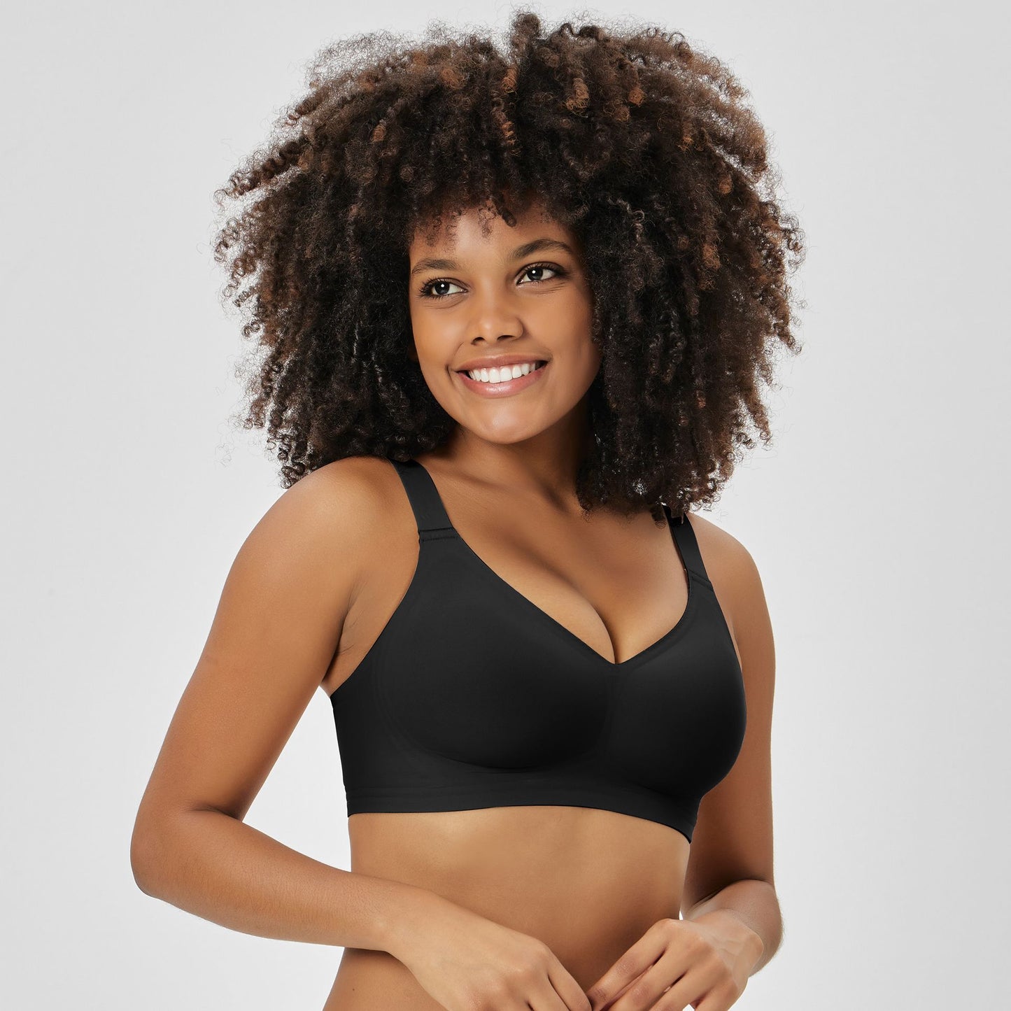 Breathable Push-Up Fixed Cup One-Piece Thin Jelly Stripe Wire-Free Bra
