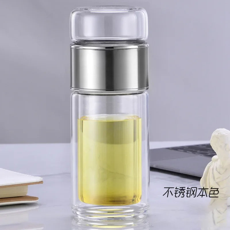 🍵 GlowSip InfuseGlass – Double-Layer Tea Infuser Bottle
