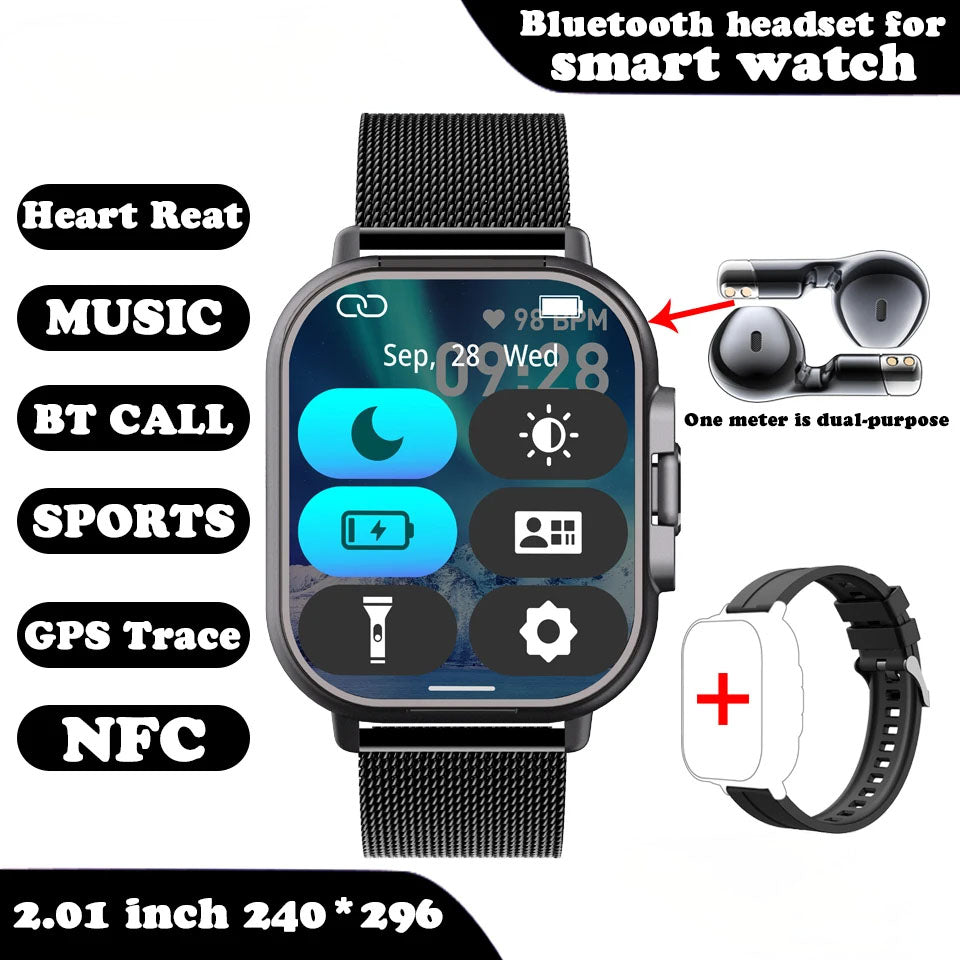 ⌚🎧 GlowTech SyncWear Duo – 2-in-1 Smartwatch with Built-In Bluetooth Earbuds