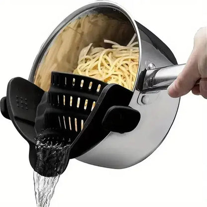 GlowKitchen ClipDrain – Universal Silicone Clip-On Pot Strainer