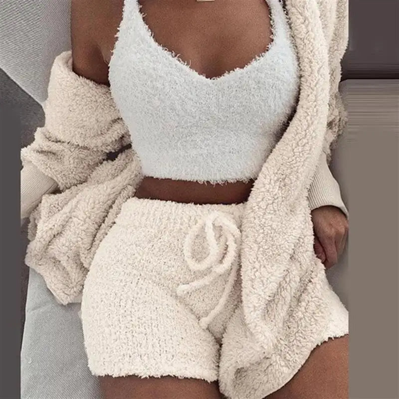 🛋️ GlowLuxe CozySet – 3-Piece Women’s Knit Pajama Lounge Set
