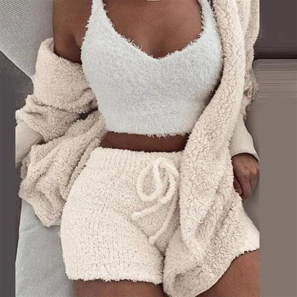 🛋️ GlowLuxe CozySet – 3-Piece Women’s Knit Pajama Lounge Set