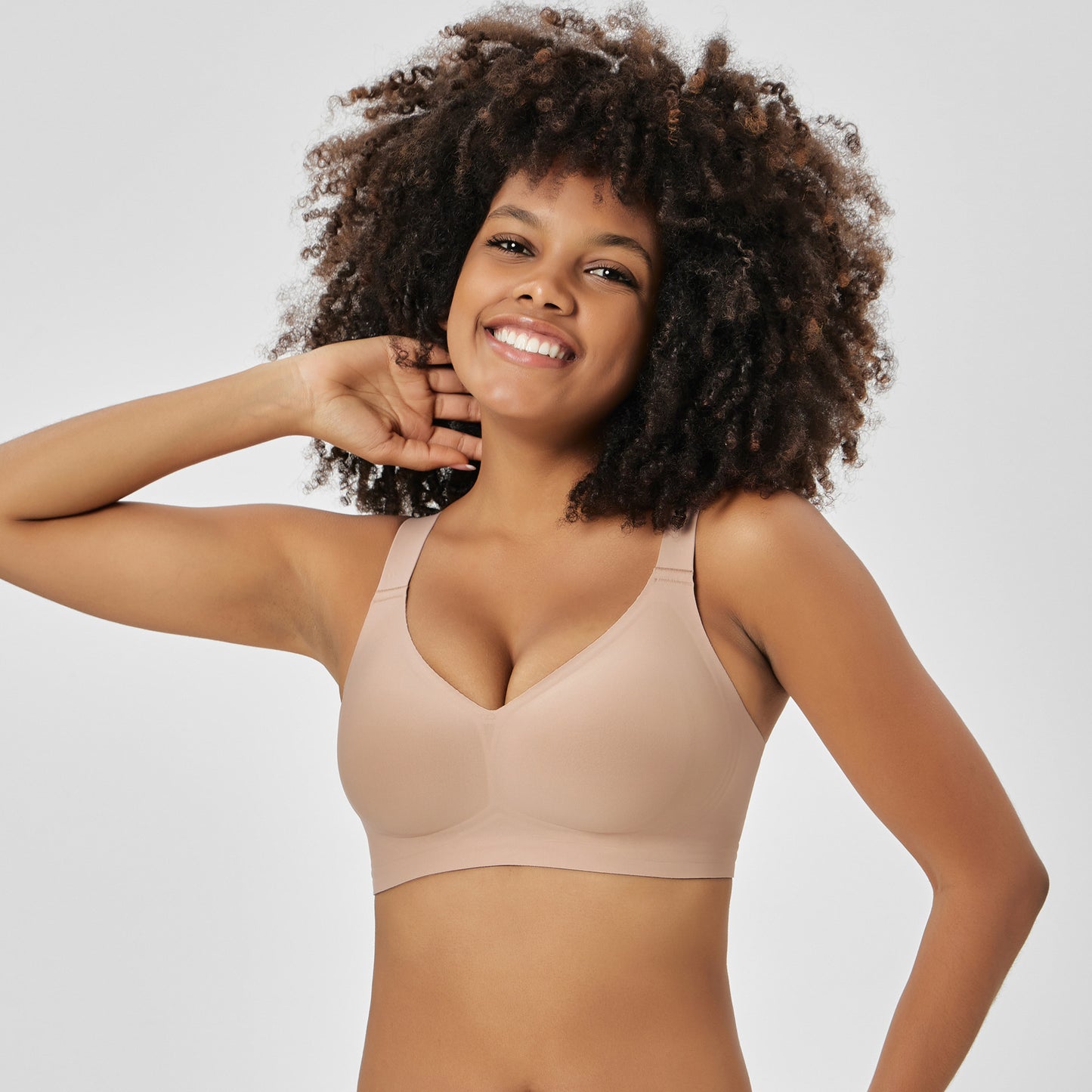 Breathable Push-Up Fixed Cup One-Piece Thin Jelly Stripe Wire-Free Bra