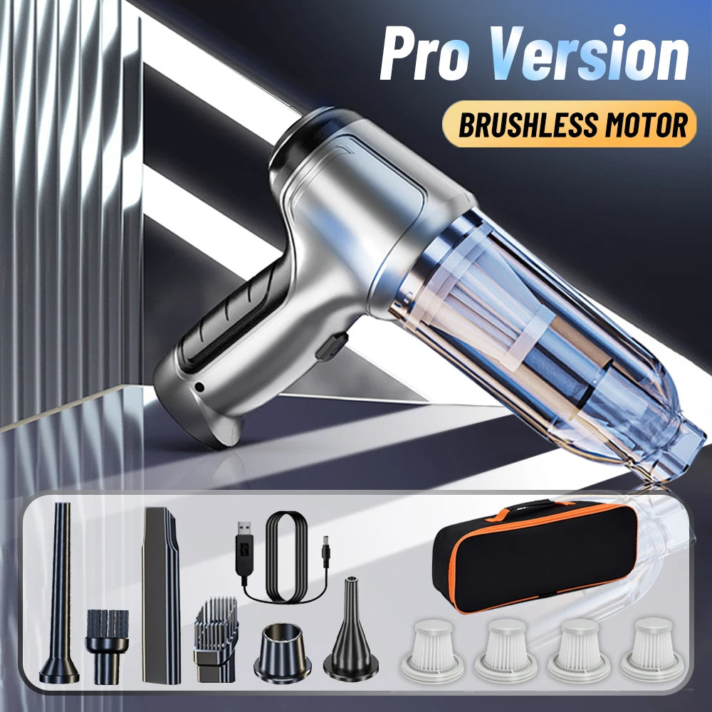 🚗 GlowDrive TurboClean Max – 2-in-1 Wireless Car Vacuum Cleaner & Blower (95,000PA)