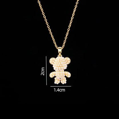 🐻 GlowLuxe BearGleam Necklace – Stainless Steel Bear Pendant with Sparkling Zircon