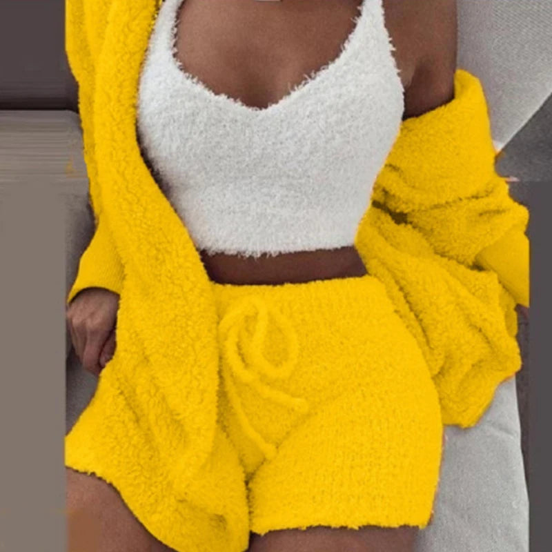 🛋️ GlowLuxe CozySet – 3-Piece Women’s Knit Pajama Lounge Set