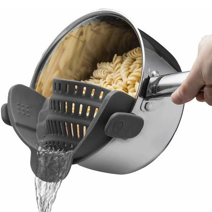 GlowKitchen ClipDrain – Universal Silicone Clip-On Pot Strainer