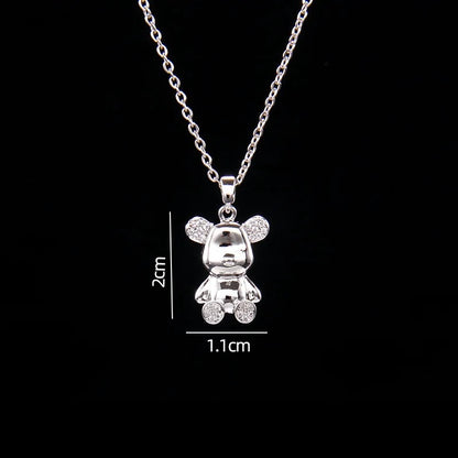 🐻 GlowLuxe BearGleam Necklace – Stainless Steel Bear Pendant with Sparkling Zircon