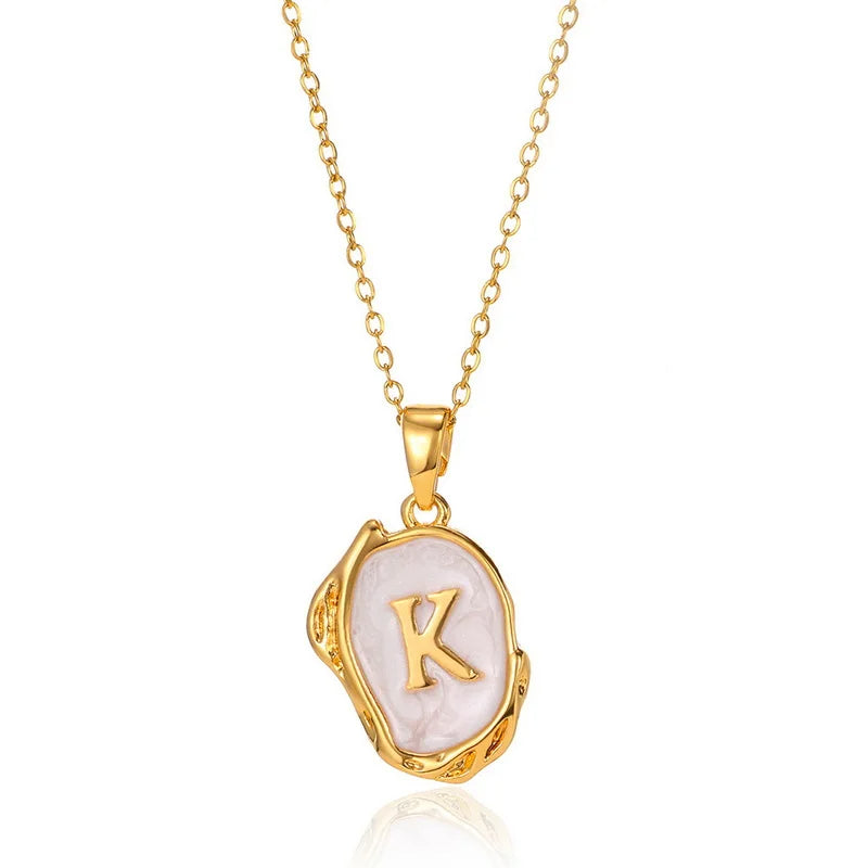 ✨ GlowLuxe AlphaGold Necklace – A–Z Gold Plated Initial Pendant on Snake Chain