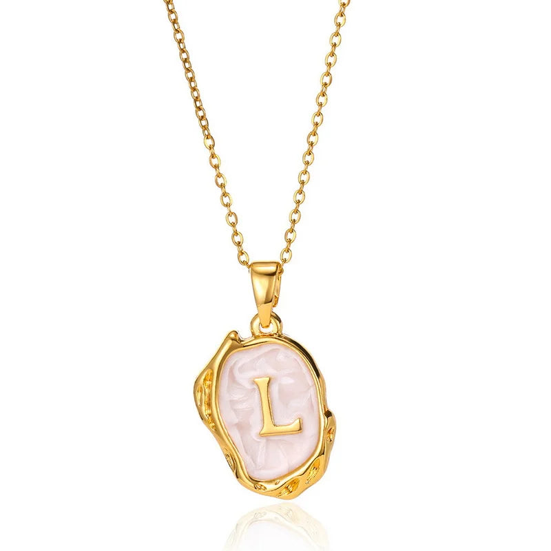 ✨ GlowLuxe AlphaGold Necklace – A–Z Gold Plated Initial Pendant on Snake Chain