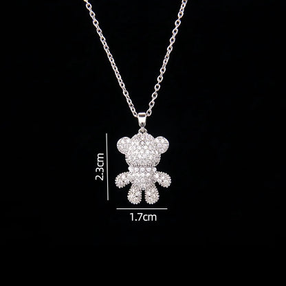 🐻 GlowLuxe BearGleam Necklace – Stainless Steel Bear Pendant with Sparkling Zircon
