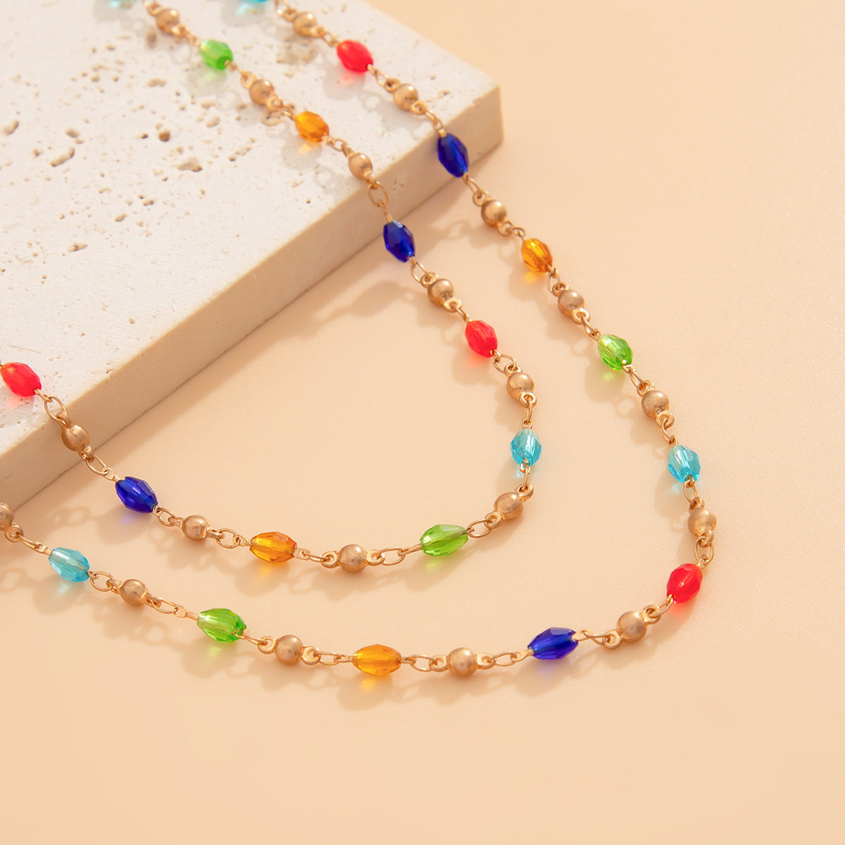 Fashionable tassel Y-shaped chain necklace for women, simple and multi-layered oil dripping bead collarbone chain