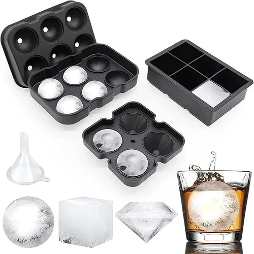 🧊 GlowHome ChillCraft Molds – Round, Square & Diamond Silicone Ice Makers