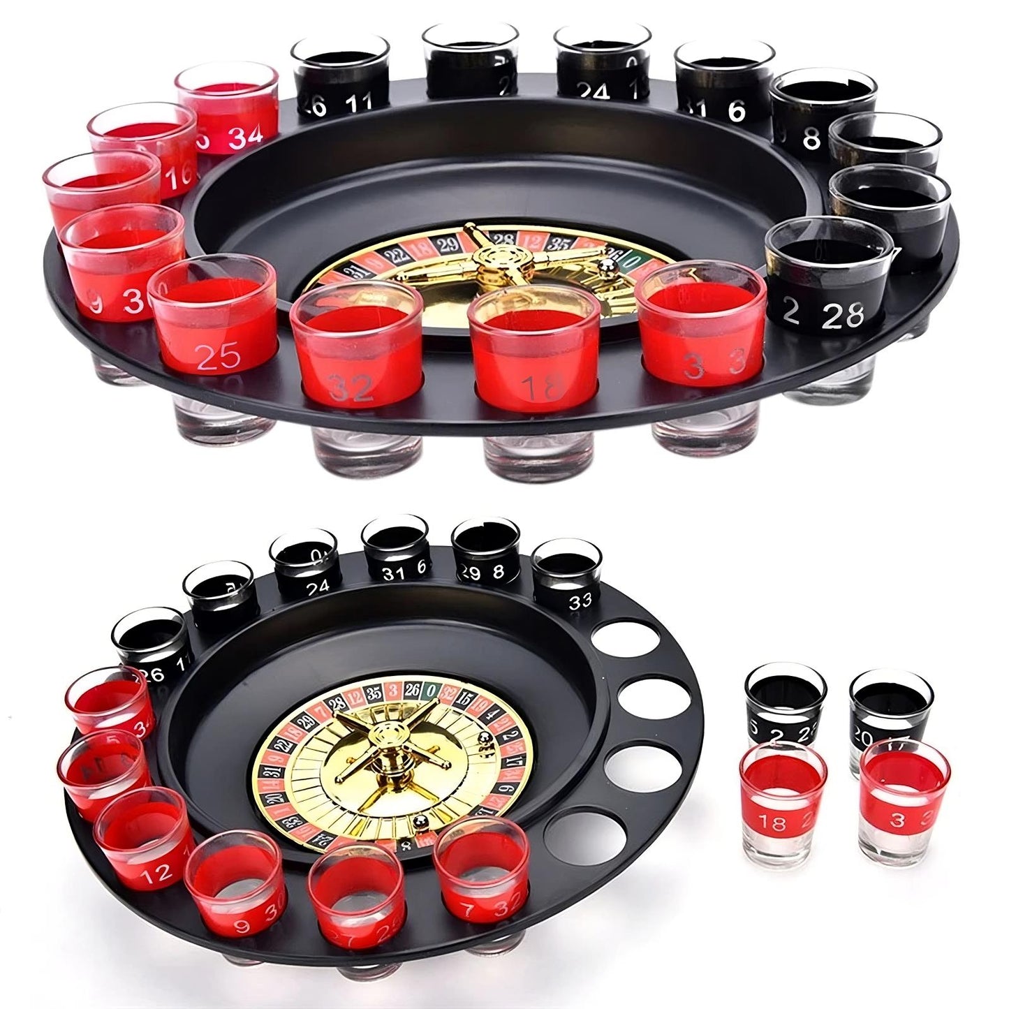 🎲 GlowParty SpinShot Royale – Shot Glass Roulette Drinking Game Set (16 Glasses + 2 Balls)