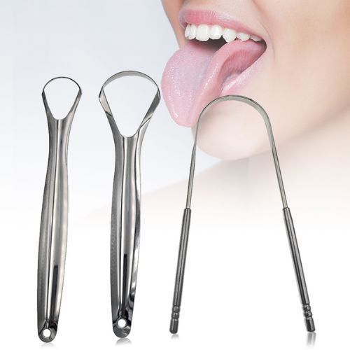 👅 GlowCare PureTongue – Stainless Steel Tongue Scraper with Double Handle Grip