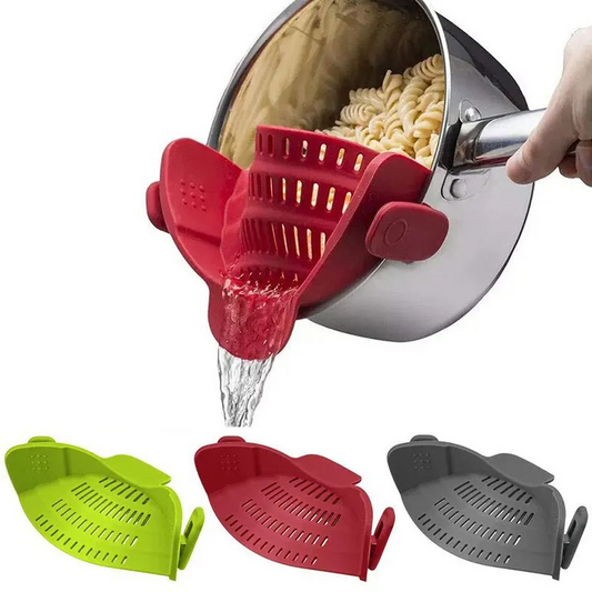 GlowKitchen ClipDrain – Universal Silicone Clip-On Pot Strainer