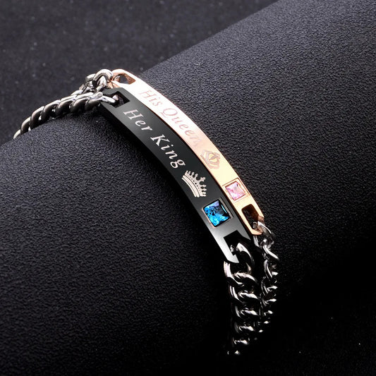 👑 GlowBond RoyalLink – "Her King & His Queen" Couple Bracelets