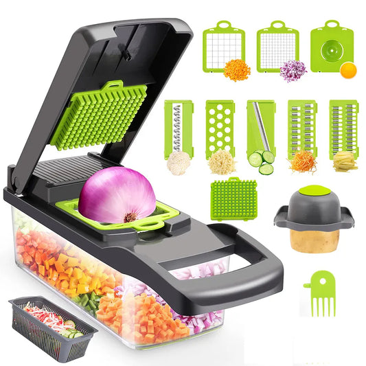 GlowChop - 12 in 1 Vegetable Cutter with Basket