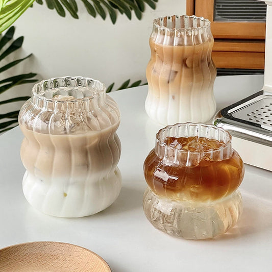 ☕ GlowSip RetroGlass – Striped Vintage-Inspired Coffee Tumbler