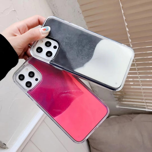 📱 ✨ GlowCase LiquidLuxe – Luminous Quicksand Glitter Transparent Shockproof iPhone Case