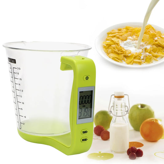 ⚖️ GlowKitchen MeasureSmart Cup – Digital Measuring Cup with Scale, LCD Display & Temperature Sensor