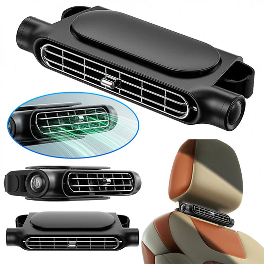 ❄️ GlowDrive BreezeGuard™ – USB-Powered Bladeless Cooling Car Seat Fan