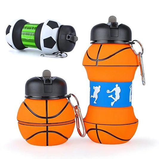 🏀 GlowHydrate SportFlex – Foldable Sports Ball Silicone Water Bottle