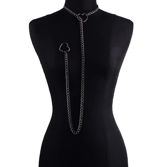 ❤️ GlowLuxe HeartTease Slip Chain Necklace – Adjustable Seductive Statement Choker