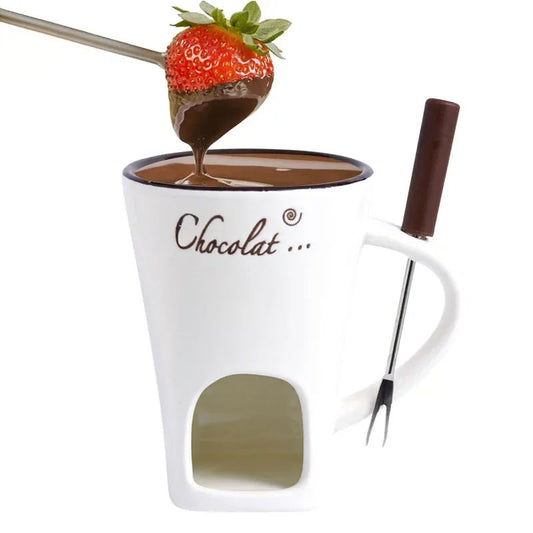 🍫 GlowHome FondueFlame – 130ML Ceramic Fondue Mug with Candle-Heating Base