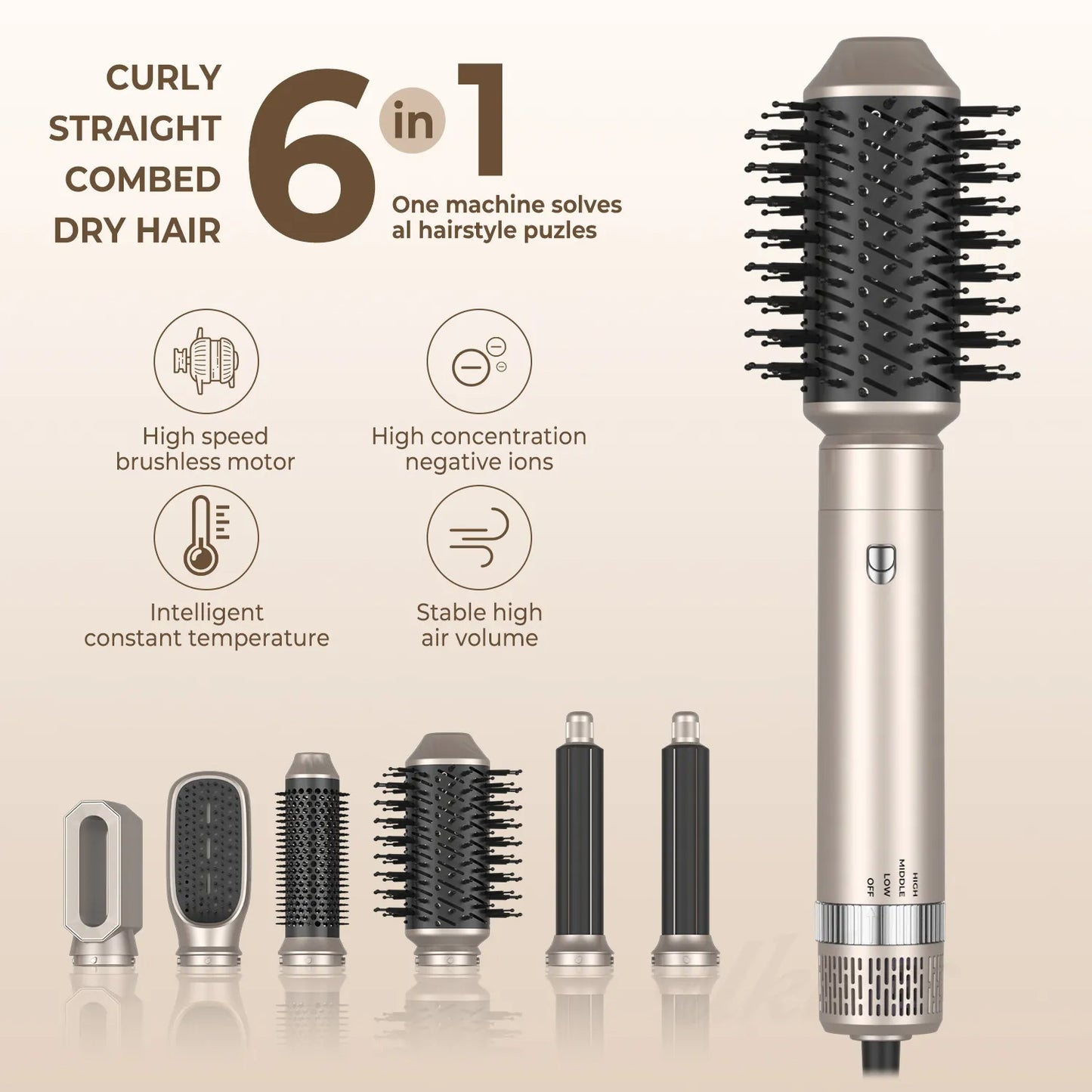 💨 GlowStyle AirMaster 6X – 6-in-1 Hair Dryer Brush & Volumizer