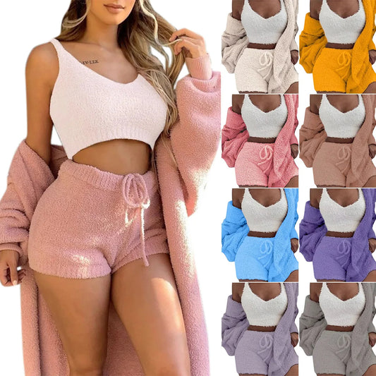 🛋️ GlowLuxe CozySet – 3-Piece Women’s Knit Pajama Lounge Set