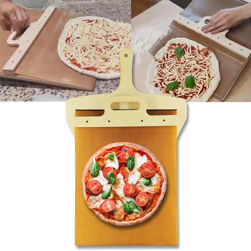 🍕 GlowKitchen SlideStone – Natural Wooden Sliding Pizza Peel