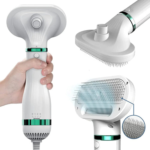 🐶 GlowPet DryBrush Pro – 2-in-1 Pet Grooming Dryer & Detangling Brush