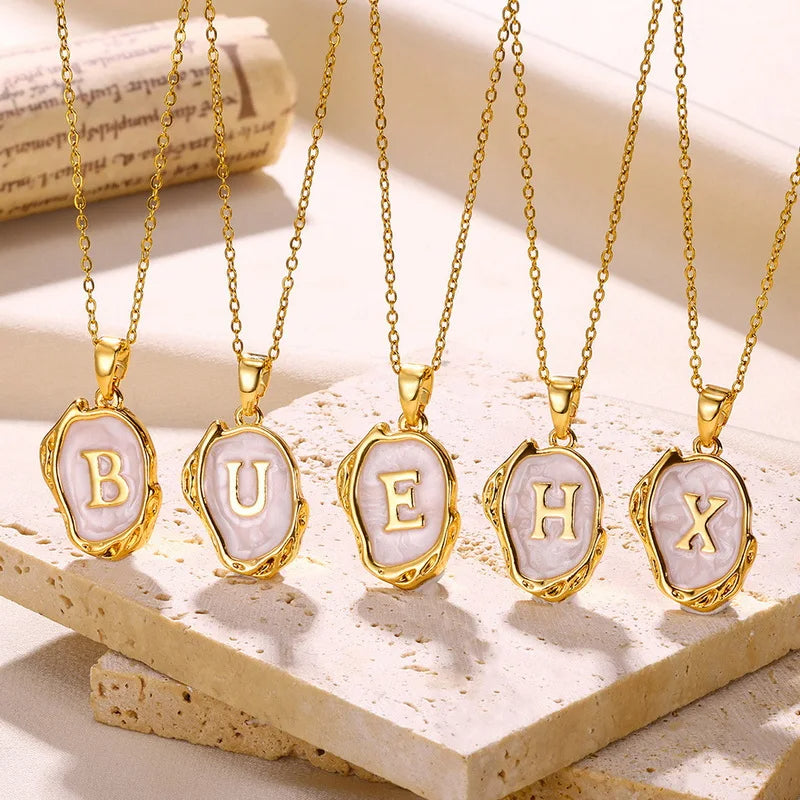 ✨ GlowLuxe AlphaGold Necklace – A–Z Gold Plated Initial Pendant on Snake Chain