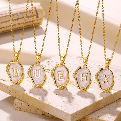 ✨ GlowLuxe AlphaGold Necklace – A–Z Gold Plated Initial Pendant on Snake Chain