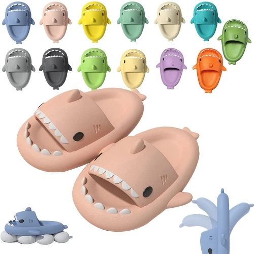 🦈 GlowChomp Slides – Funny Shark Mouth Open-Toe Slippers