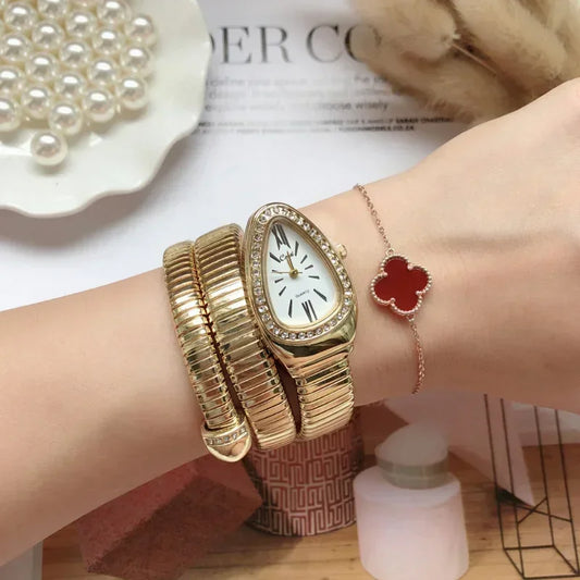 ⌚ GlowTime Serpentina – Gold Serpentine Quartz Bracelet Watch