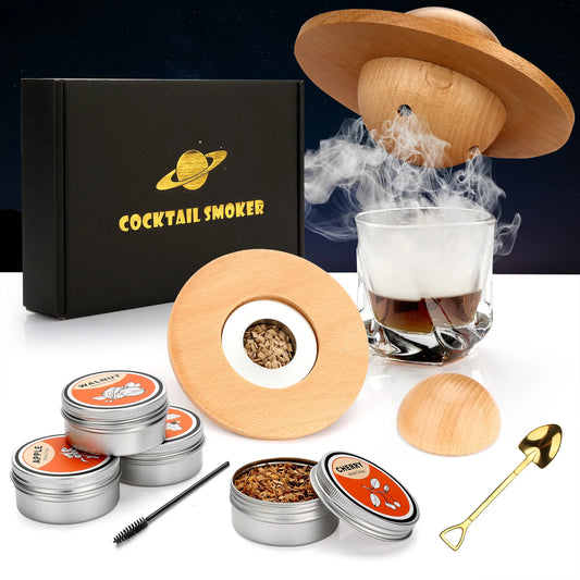 🥃 GlowBar SmokeCraft Kit – Premium Cocktail Drink Smoker with 4 Wood Chip Varieties