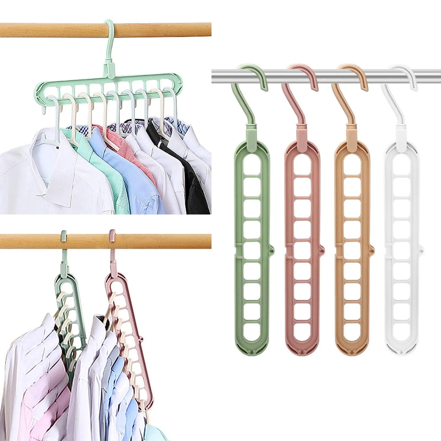 👔 GlowHome SpaceMax 9-in-1 Smart Hanger – Rotating Multi-Hole Closet Organizer