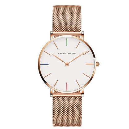 ⌚ GlowTime NoirElegance – Black & Rose Gold Minimalist Dress Watch