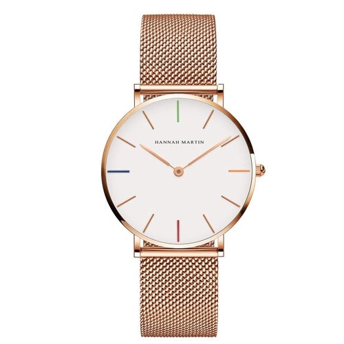 ⌚ GlowTime NoirElegance – Black & Rose Gold Minimalist Dress Watch