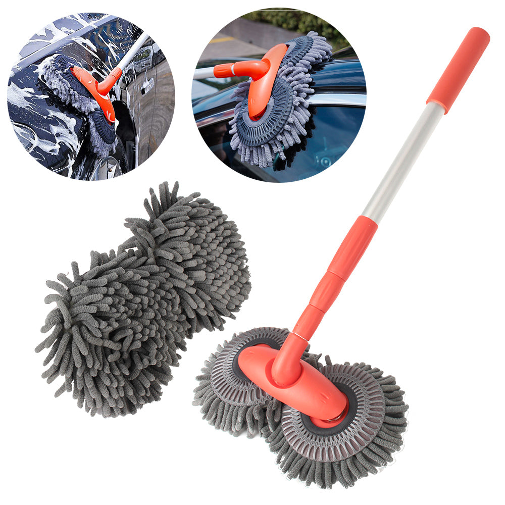 🚗 GlowAuto HydroSweep Pro – 360° Double Brush Car Mop Washer