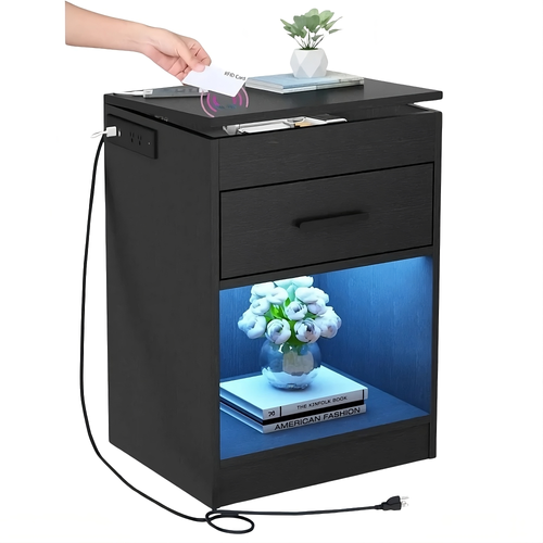 🛏 GlowHome VaultStand – RFID-Locking Smart Nightstand with Power & LED Lighting