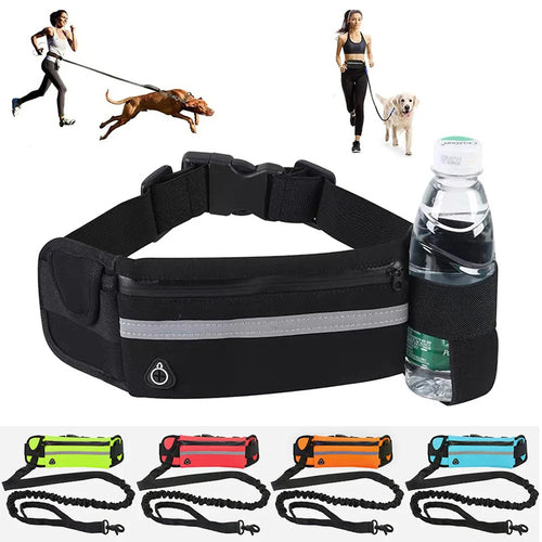 🐕‍🦺 GlowPet FreeStride – Hands-Free Bungee Dog Leash with Storage & Reflective Stitching
